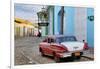 Colorful Buildings and 1958 Chevrolet Biscayne, Trinidad, Cuba-Adam Jones-Framed Photographic Print