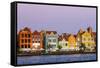 Colorful buildings, architecture in capital city Willemstad, Curacao.-Michael DeFreitas-Framed Stretched Canvas