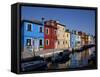 Colorful Buildings at Burano Island, Venice Lagoon, Venice, Veneto, Italy-Carlo Morucchio-Framed Stretched Canvas