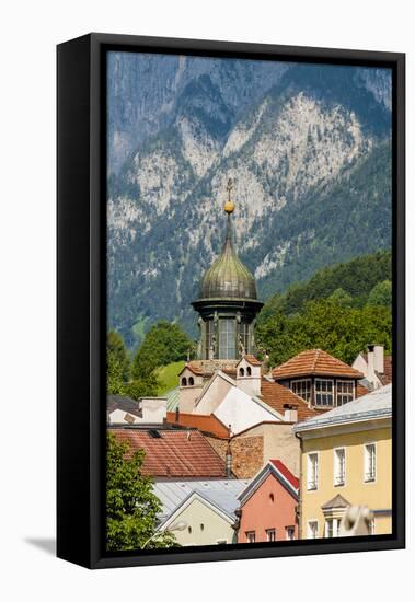 Colorful buildings in Old Town, Innsbruck, Tyrol, Austria.-Michael DeFreitas-Framed Stretched Canvas