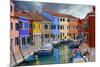 Colorful Buildings Line Canal with Boats, Burano Island, Venice, Italy-Jaynes Gallery-Mounted Photographic Print