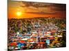 Colorful Buildings on the Hills of the UNESCO World Heritage City of Valparaiso, Chile-Skreidzeleu-Mounted Photographic Print