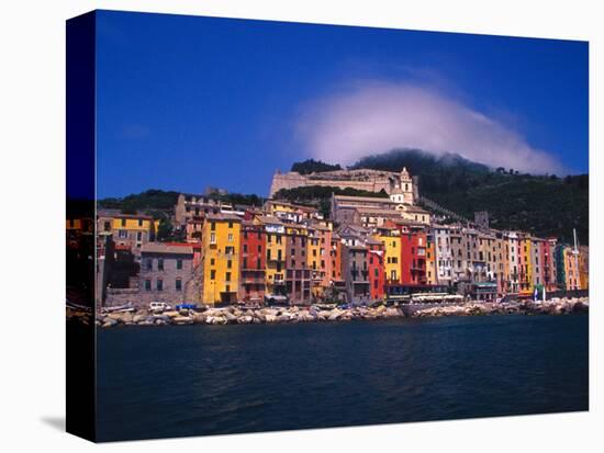 Colorful Buildings on Waterfront of Portovenere, Italy-Julie Eggers-Stretched Canvas