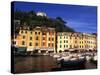 Colorful Buildings with Boats in the Harbor, Portofino, Italy-Bill Bachmann-Stretched Canvas