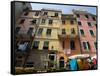 Colorful buildings with clothes hanging out to dry, Riomaggiore, La Spezia, Liguria, Italy-null-Framed Stretched Canvas
