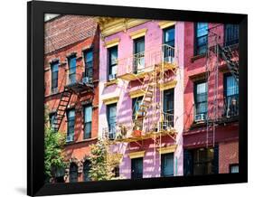 Colorful Buildings with Fire Escape, Williamsburg, Brooklyn, New York, United States-Philippe Hugonnard-Framed Photographic Print