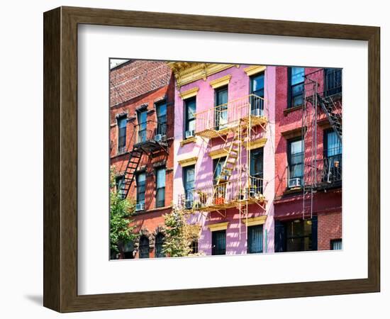 Colorful Buildings with Fire Escape, Williamsburg, Brooklyn, New York, United States-Philippe Hugonnard-Framed Photographic Print