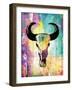 Colorful Bull-Jace Grey-Framed Art Print