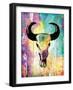 Colorful Bull-Jace Grey-Framed Art Print