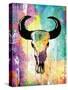 Colorful Bull-Jace Grey-Stretched Canvas