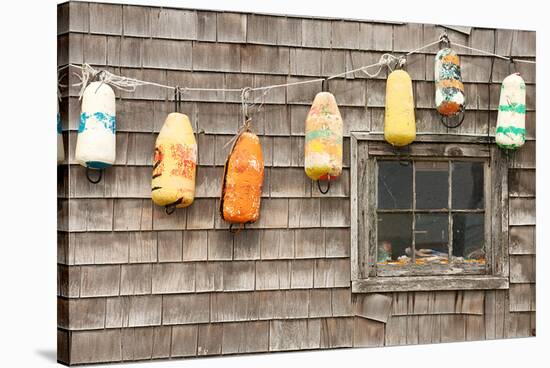 Colorful Buoys in Peggys Cove-null-Stretched Canvas