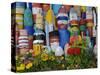 Colorful Buoys on Wall, Rockport, Massachusetts, USA-Adam Jones-Stretched Canvas