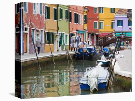 Colorful Burano City Homes Reflecting in the Canal, Italy-Terry Eggers-Stretched Canvas