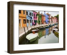 Colorful Burano City Homes Reflecting in the Canal, Italy-Terry Eggers-Framed Photographic Print