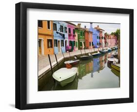 Colorful Burano City Homes Reflecting in the Canal, Italy-Terry Eggers-Framed Photographic Print