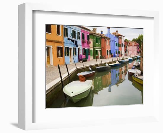 Colorful Burano City Homes Reflecting in the Canal, Italy-Terry Eggers-Framed Photographic Print