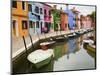 Colorful Burano City Homes Reflecting in the Canal, Italy-Terry Eggers-Mounted Photographic Print