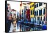 Colorful Cana Scene, l Santa Croce, Venice-George Oze-Framed Stretched Canvas