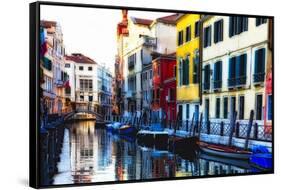 Colorful Cana Scene, l Santa Croce, Venice-George Oze-Framed Stretched Canvas