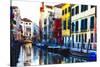 Colorful Cana Scene, l Santa Croce, Venice-George Oze-Stretched Canvas