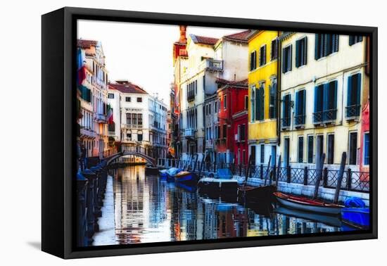 Colorful Cana Scene, l Santa Croce, Venice-George Oze-Framed Stretched Canvas