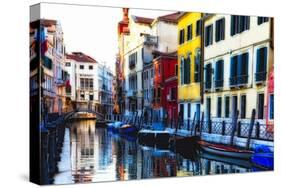 Colorful Cana Scene, l Santa Croce, Venice-George Oze-Stretched Canvas