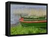 Colorful Canoe by Lake, Trakai, Lithuania-Keren Su-Framed Stretched Canvas