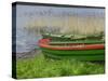 Colorful Canoe by Lake, Trakai, Lithuania-Keren Su-Stretched Canvas