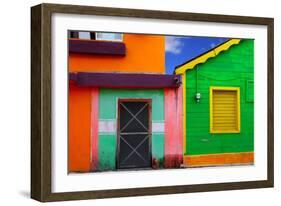 Colorful Caribbean Houses Tropical Vivid Colors Isla Mujeres Mexico-holbox-Framed Photographic Print