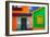 Colorful Caribbean Houses Tropical Vivid Colors Isla Mujeres Mexico-holbox-Framed Photographic Print