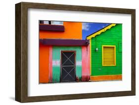 Colorful Caribbean Houses Tropical Vivid Colors Isla Mujeres Mexico-holbox-Framed Photographic Print