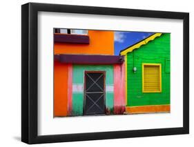 Colorful Caribbean Houses Tropical Vivid Colors Isla Mujeres Mexico-holbox-Framed Photographic Print