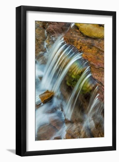 Colorful Cascade on Oberlin Creek in Glacier National Park, Montana, Usa-Chuck Haney-Framed Photographic Print