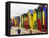 Colorful Changing Houses, False Bay Beach, St James, South Africa-Charles Crust-Framed Stretched Canvas