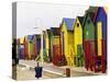 Colorful Changing Houses, False Bay Beach, St James, South Africa-Charles Crust-Stretched Canvas