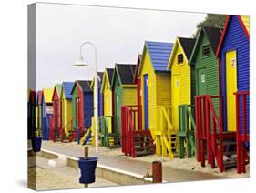 Colorful Changing Houses, False Bay Beach, St James, South Africa-Charles Crust-Stretched Canvas