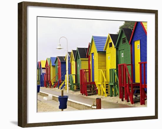 Colorful Changing Houses, False Bay Beach, St James, South Africa-Charles Crust-Framed Photographic Print