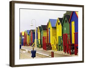 Colorful Changing Houses, False Bay Beach, St James, South Africa-Charles Crust-Framed Photographic Print