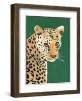 Colorful Cheetah on Emerald-Pamela Munger-Framed Art Print