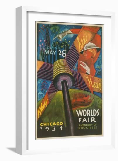 Colorful Chicago Worlds Fair Poster-null-Framed Art Print