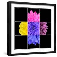 Colorful Chrysanthemum Flower Mosaic Design-tr3gi-Framed Art Print