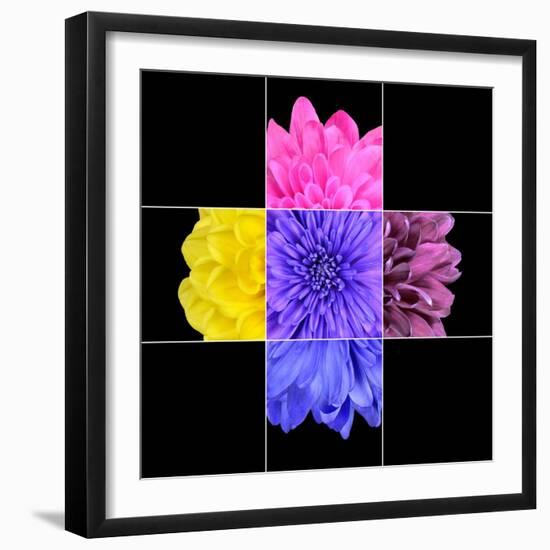 Colorful Chrysanthemum Flower Mosaic Design-tr3gi-Framed Art Print