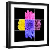 Colorful Chrysanthemum Flower Mosaic Design-tr3gi-Framed Art Print