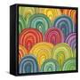 Colorful Circle Modern Abstract Design Pattern-Melindula-Framed Stretched Canvas