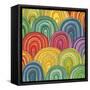 Colorful Circle Modern Abstract Design Pattern-Melindula-Framed Stretched Canvas