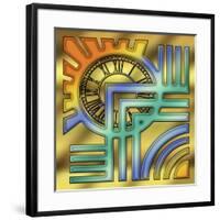 Colorful Clock-Art Deco Designs-Framed Giclee Print