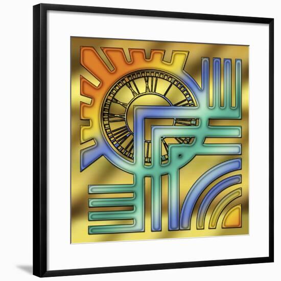 Colorful Clock-Art Deco Designs-Framed Giclee Print