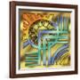 Colorful Clock-Art Deco Designs-Framed Giclee Print