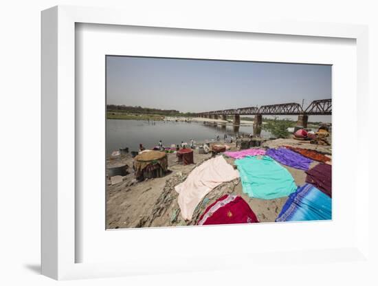 Colorful Clothes Drying in the Sun on the Banks of the River Yamuna-Roberto Moiola-Framed Photographic Print