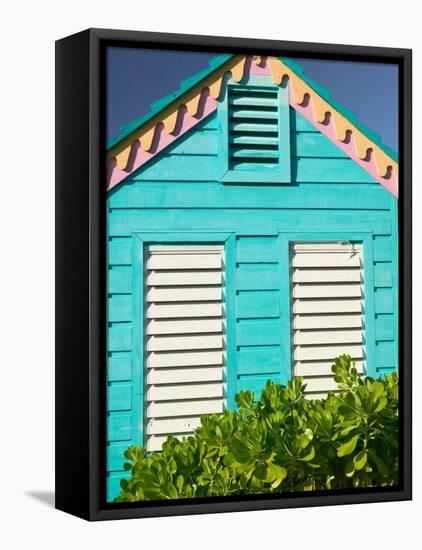 Colorful Cottage at Compass Point Resort, Gambier, Bahamas, Caribbean-Walter Bibikow-Framed Stretched Canvas